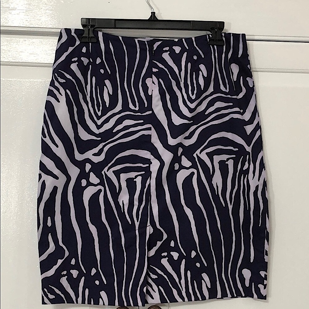 NWOT Navy & Lavender Zebra Print Pencil Skirt - Picture 3 of 7